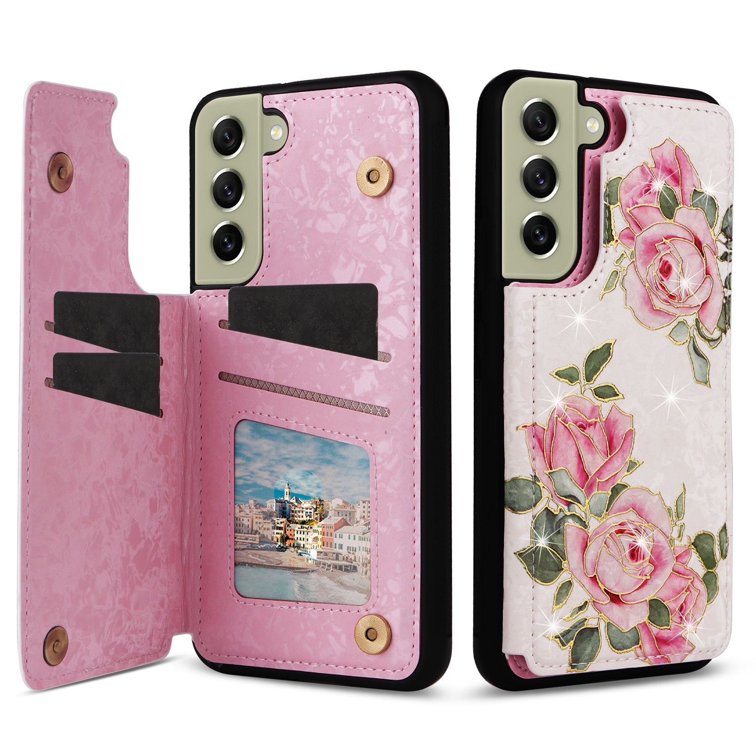 Phone Cover for Samsung Galaxy S21 FE 5G Kickstand Flower PU Leather Coated TPU Phone Case Phone Cover for Samsung Galaxy S21 FE 5G Kickstand Flower PU Leather Coated TPU Phone Case